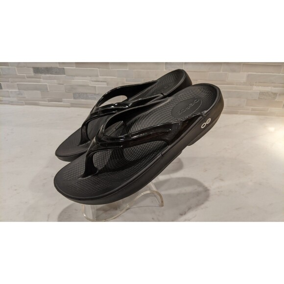 NEW~Women's Oofos Oolala Luxe Black Comfort Sandals Size 7 - Picture 7 of 16